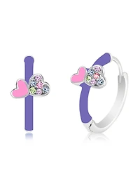 Chanteur Girls /Girl/Round Heart Crystal White Gold Palladium Plating Hugie Hoop Earring