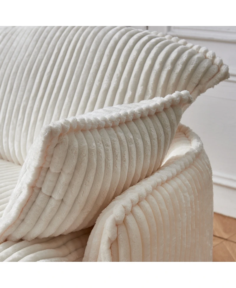 Streamdale Furniture Convertible Corduroy Sofa Chair with Ottoman for Small Spaces