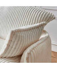 Streamdale Furniture Convertible Corduroy Sofa Chair with Ottoman for Small Spaces