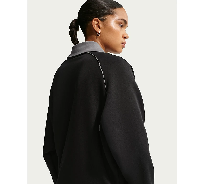 Nike Women's Sportswear Phoenix Fleece Graphic Polo Oversized Top