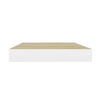 vidaXL Floating Wall Shelf Oak and White 19.7"x9.1"x1.5" Mdf
