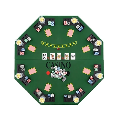Hongge Folding Poker Table Top for 8 Players with Felt Surface Cup Holders and Chip Trays