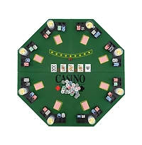 Hongge Folding Poker Table Top for 8 Players with Felt Surface Cup Holders and Chip Trays