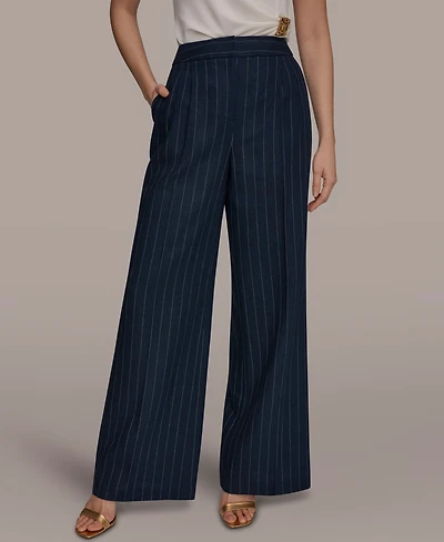 Donna Karan New York Women's Pinstripe High-Waist Wide Leg Pants