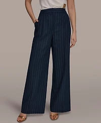 Donna Karan New York Women's Pinstripe High-Waist Wide Leg Pants