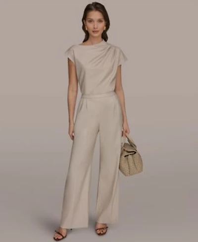 Donna Karan New York Womens Straight Leg Tie Waist Pants Draped Neck Blouse