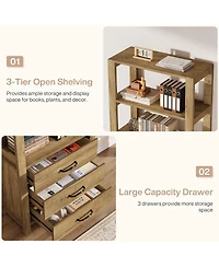 Tribesigns 70.9" Tall Bookshelf with 3 Large Drawers, Wooden Bookcase with 3-Tier Open Shelf, Modern Freestanding Display Shelf Organizer
