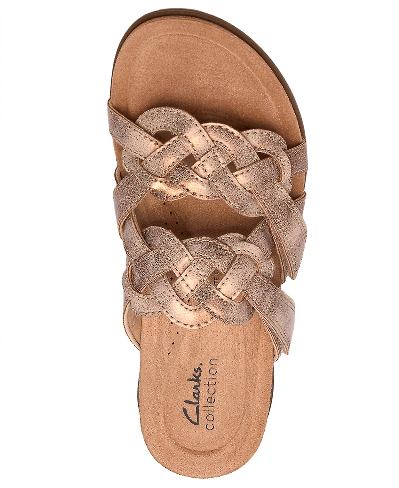 Clarks Women's April Rae Round Toe Flat Sandals