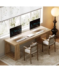 Tribesigns 86.6" Two Person Office Desk Computer Desk, Gaming Double Desks for 2 People, Wood Large Writing Table, Home Office Workstation for 2