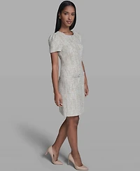 Karl Lagerfeld Paris Women's Sequined Textured Crewneck Dress