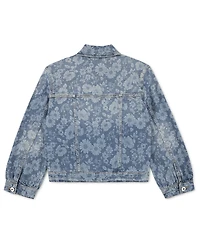 abercrombie kids Girls' Oversized Floral Denim Trucker Jacket
