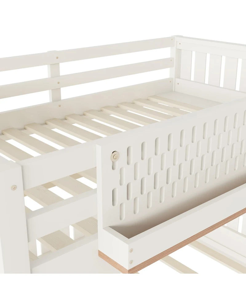 Streamdale Furniture Full Xl over Queen Bunk Bed with Ladder, Pegboard, Bookshelf