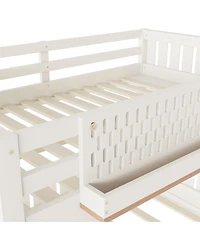 Streamdale Furniture Full Xl over Queen Bunk Bed with Ladder, Pegboard, Bookshelf