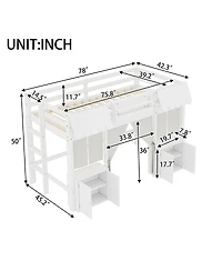 Streamdale Furniture Twin Loft Bed with Bookshelf, Curtain, Storage, Playful Design