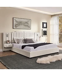 Streamdale Furniture King Size Velvet Upholstered Bed Frame with Vertical Stripe Design