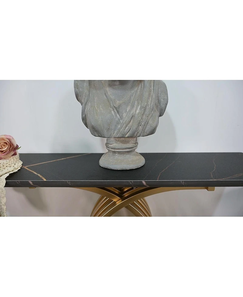 Streamdale Furniture Gold Intertwined Metal Legs Luxury High-End Entryway Accent Console Table