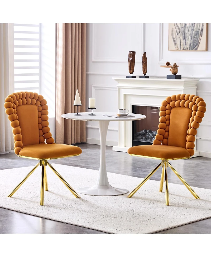 Streamdale Furniture Set of 2 Puffy Bubble Chairs with Gold Legs