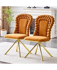 Streamdale Furniture Set of 2 Puffy Bubble Chairs with Gold Legs