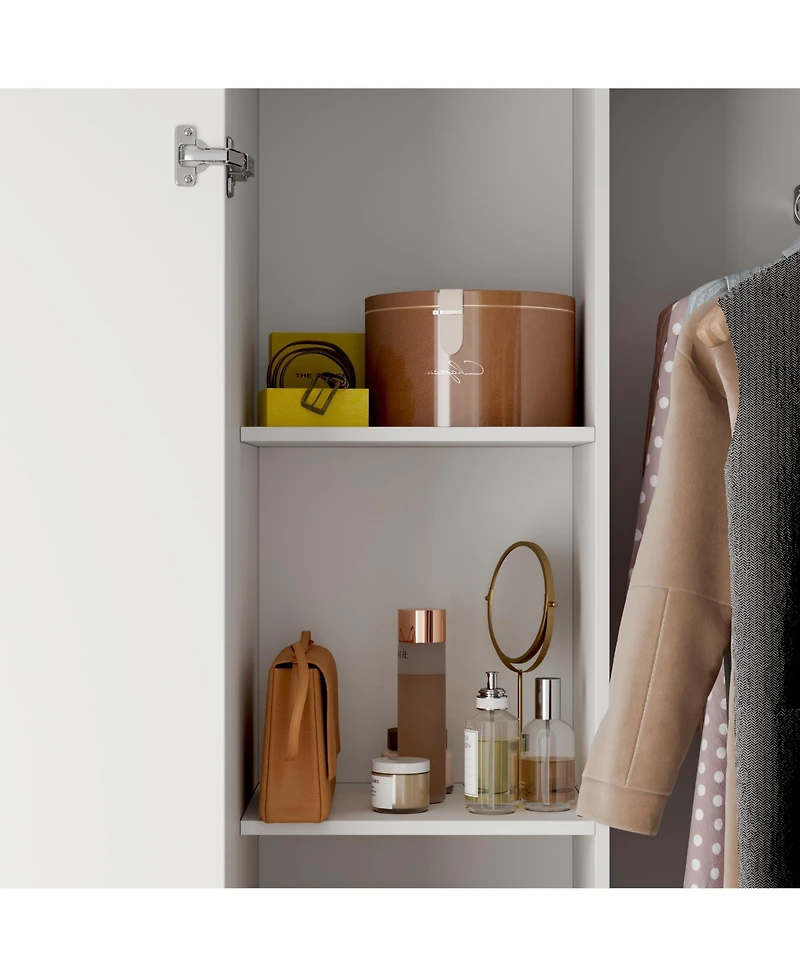 Famapy White Wood -Door Corner Wardrobe Armoires with Storage Shelves