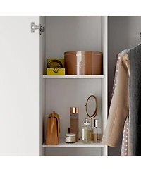 Famapy White Wood -Door Corner Wardrobe Armoires with Storage Shelves