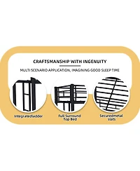 Streamdale Furniture Twin Over Twin Metal Bunk Bed with Ladders & Guardrail, Convertible 2 Beds