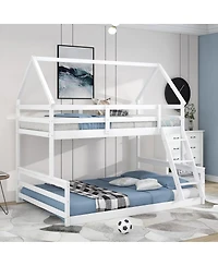 Streamdale Furniture Twin over Full House Bunk Bed with Built-in Ladder