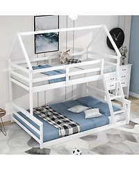 Streamdale Furniture Twin over Full House Bunk Bed with Built-in Ladder