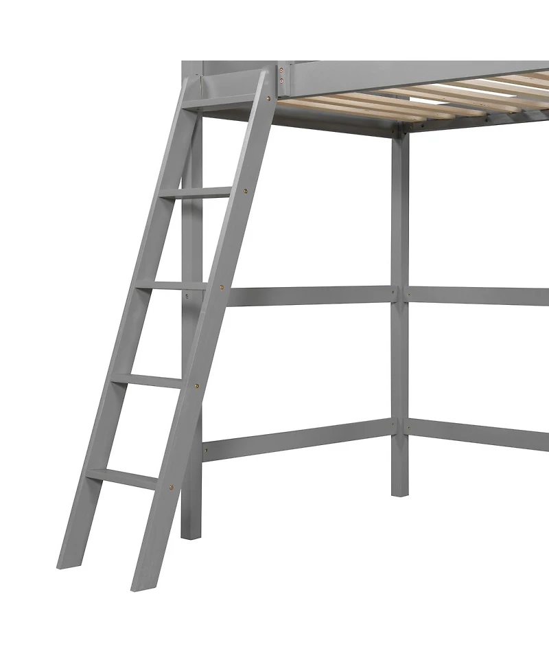 Streamdale Furniture Solid Wood Twin Size Loft Bed with Ladder