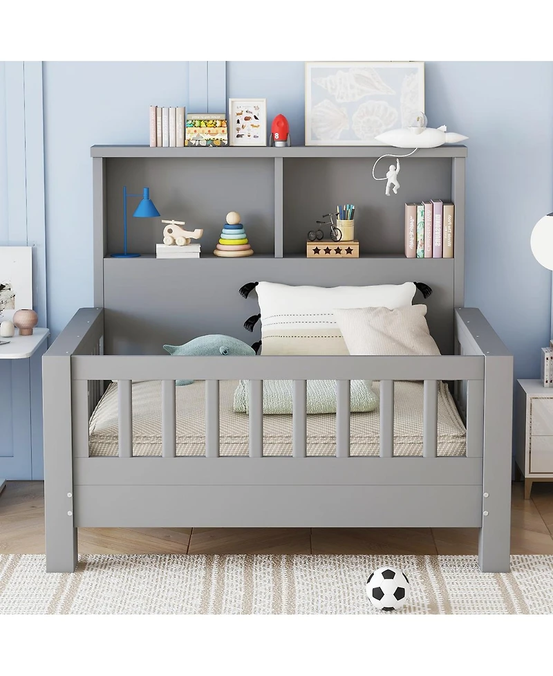 Streamdale Furniture Twin Storage Platform Bed with Headboard & Pull-Out