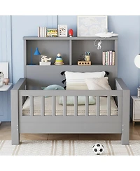 Streamdale Furniture Twin Storage Platform Bed with Headboard & Pull-Out