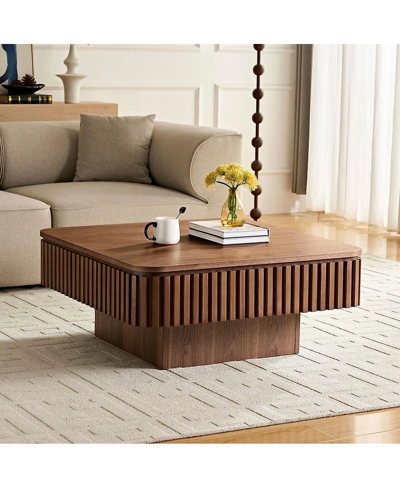 Streamdale Furniture Modern Handcraft Drum Coffee Table with Hidden Storage