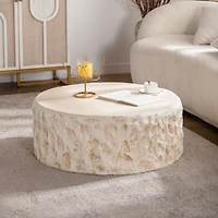 Streamdale Furniture Mid-Century Round Faux Stone Coffee Table for Living Room
