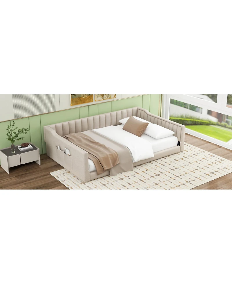 Streamdale Furniture Full Xl Upholstery Daybed and Side Storage Pocket