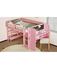 Streamdale Furniture Twin Loft Bed with Multi-storage Bookcases, Boxes, Drawers, Desk, Blackboard