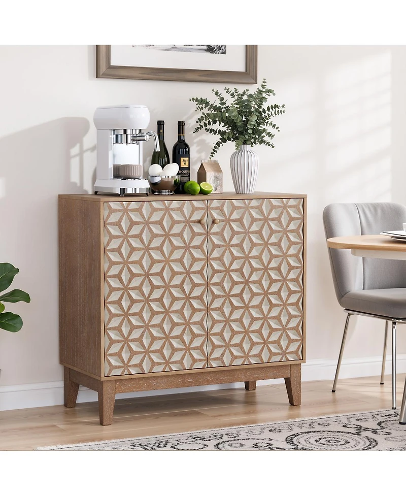 Streamdale Furniture 31.5-inch geometric sideboard with 2 doors and adjustable shelves.