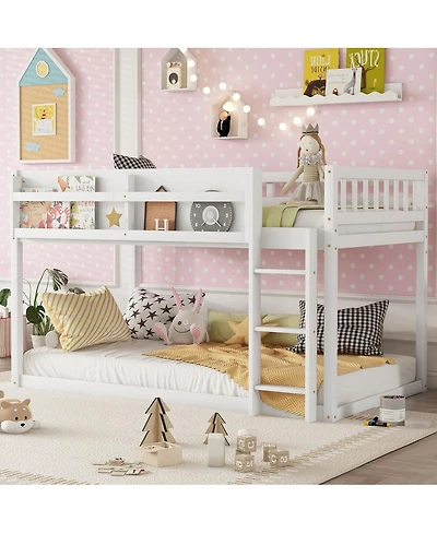 Streamdale Furniture Low Twin Over Twin Bunk Bed with Ladder