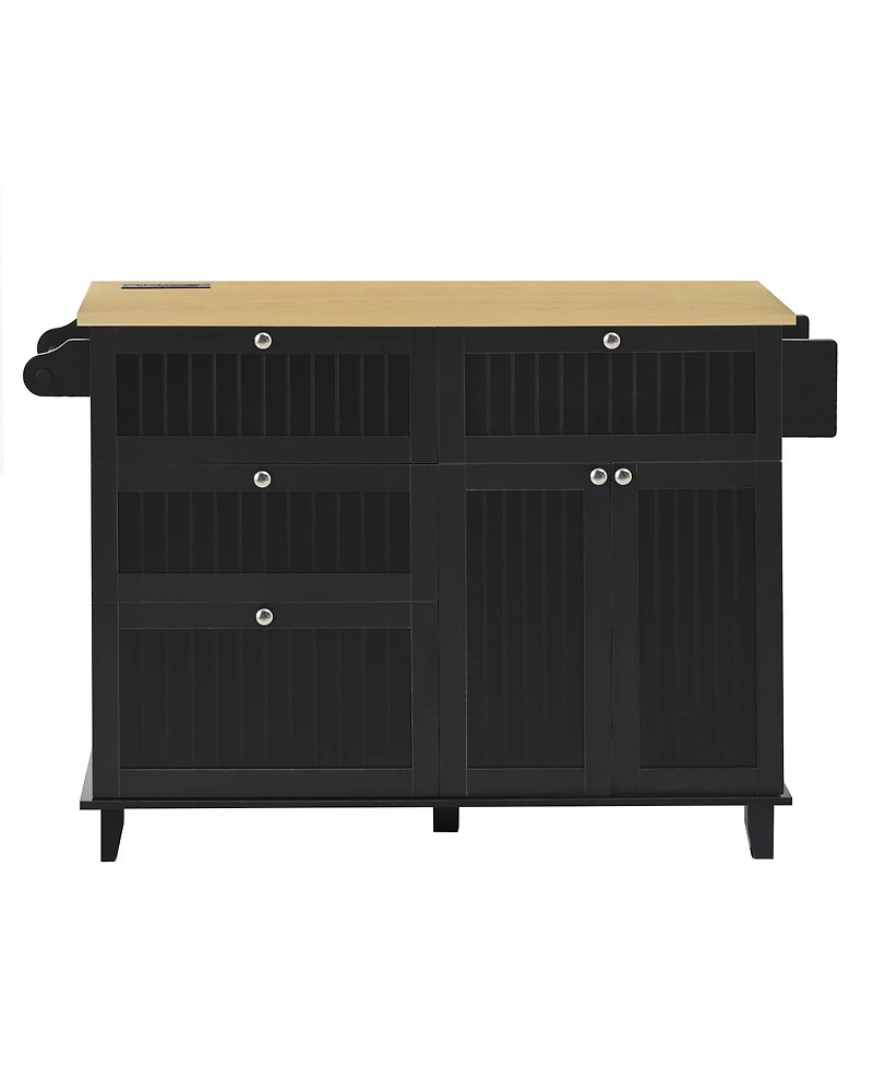 Streamdale Furniture Farmhouse Kitchen Island with Drop Leaf, Storage