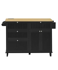 Streamdale Furniture Farmhouse Kitchen Island with Drop Leaf, Storage