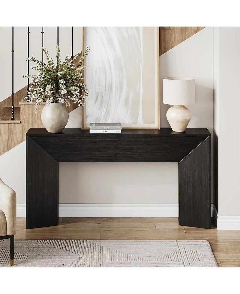 Tribesigns Console Table for Entryway, 63 Inches Extra Long Black Wooden Sofa Table for Living Room, Modern Hallway Foyer Table