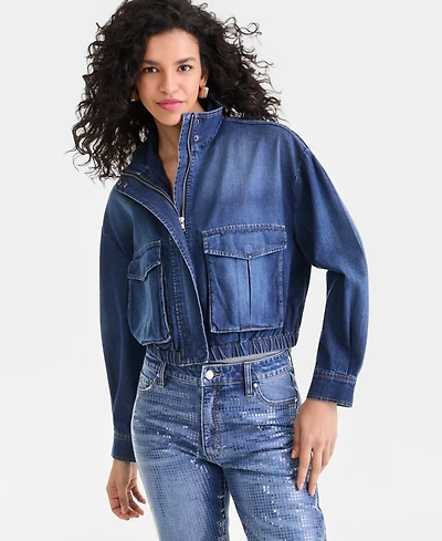 I.n.c. International Concepts Women's Denim Bomber Jacket, Macy's Exclusive