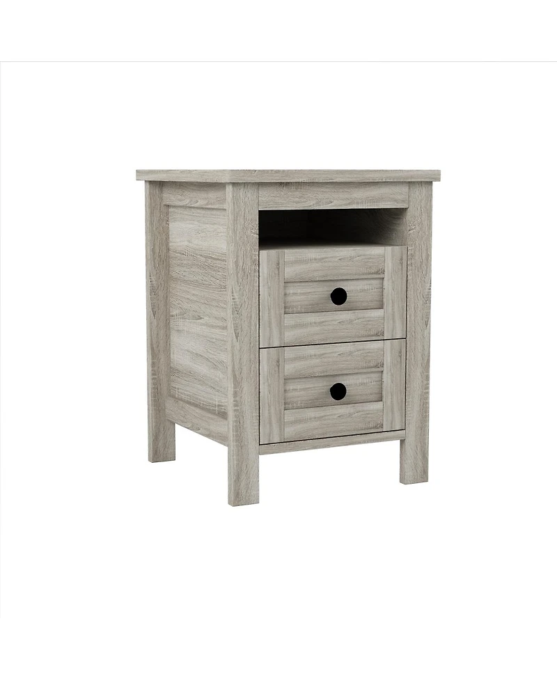 Streamdale Furniture 3-Piece Farmhouse Full Bed Set w/ Sliding Door Headboard, Nightstand & Dresser