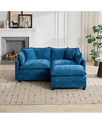 Streamdale Furniture Streamdale Cloud Sofa Ottoman, Modern Sectional Couch for Living Room, Blue Chenille Fabric
