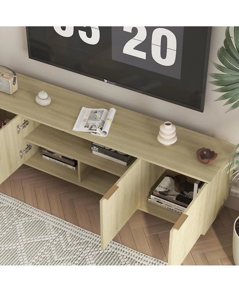 Streamdale Furniture Streamdale Wood Modern Tv Stand Fluted 68", Entertainment Center with Storage Doors, Media Cabinet