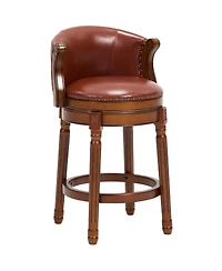 Streamdale Furniture Cow top Leather Wooden Bar Stools, 360 Swivel Bar Chair with Backs