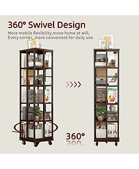 Streamdale Furniture 5 Tiers Rotating Bookshelf, 360 Display Wood Spinning Bookshelves