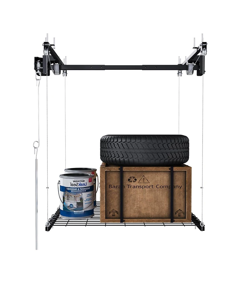 Streamdale Furniture Overhead Garage Storage Rack 4x4 Ft, 250LBS Capacity, All-Steel, Safety Lock