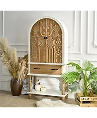 Streamdale Furniture 31.50" Arched Flower Carved Door Accent Sideboard Cabinet with Drawer & Shelf