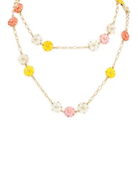 Patricia Nash Gold-Tone Raffia Collection Flower Station Necklace