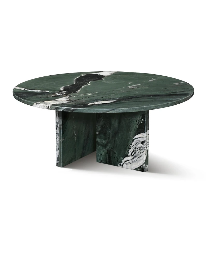 Streamdale Green Marble Coffee Table - Ø27.6" Natural Stone Living Room Table