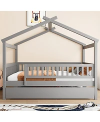 Streamdale Furniture Full Wooden House Bed with Twin Trundle